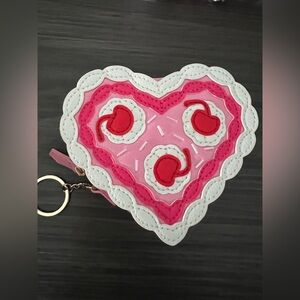 Paper Source Heart-Shaped Pink and White Coin Purse